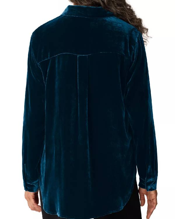 The View Joy Behar Blue Velvet Blouse