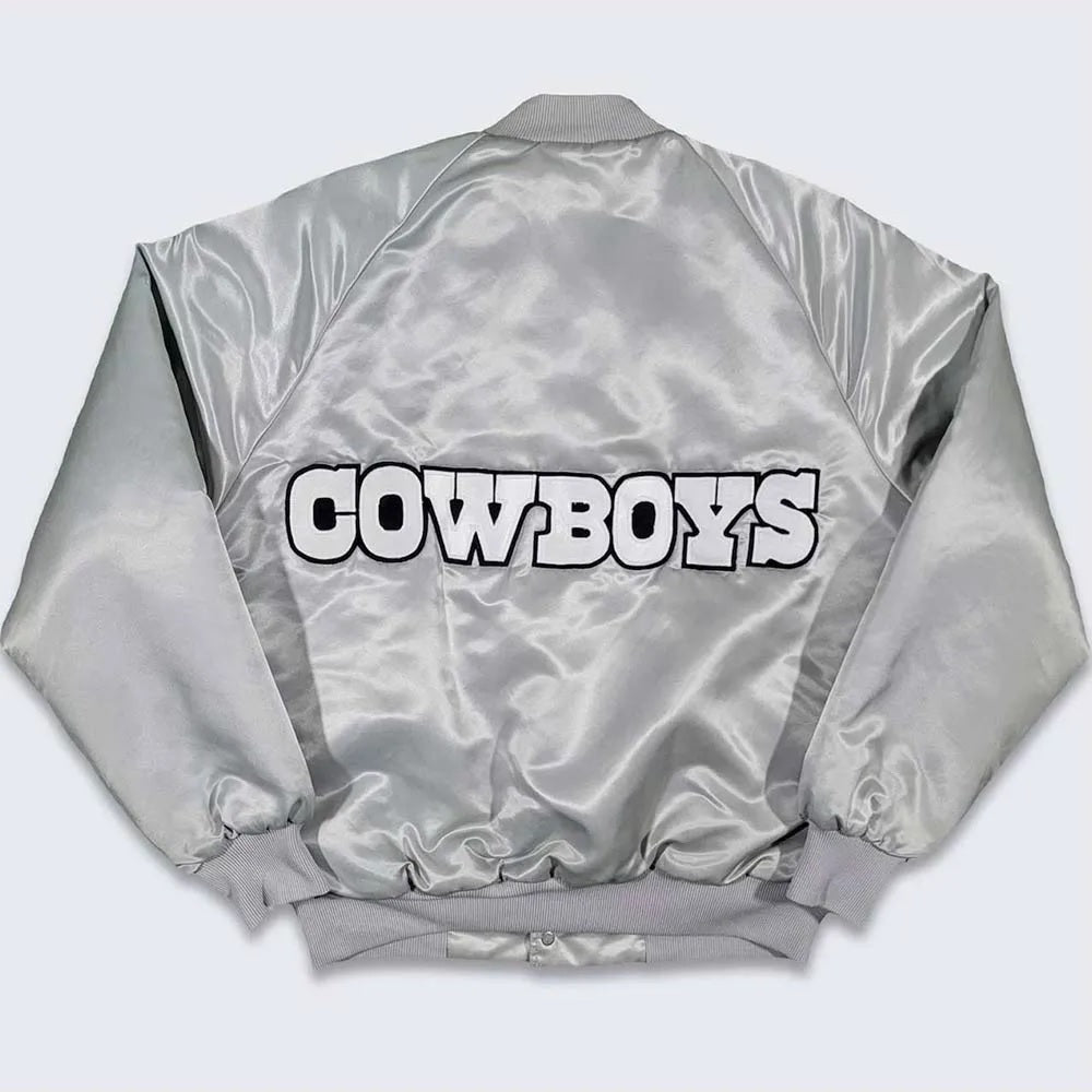 80’s Dallas Cowboys Silver Bomber Jacket - side view