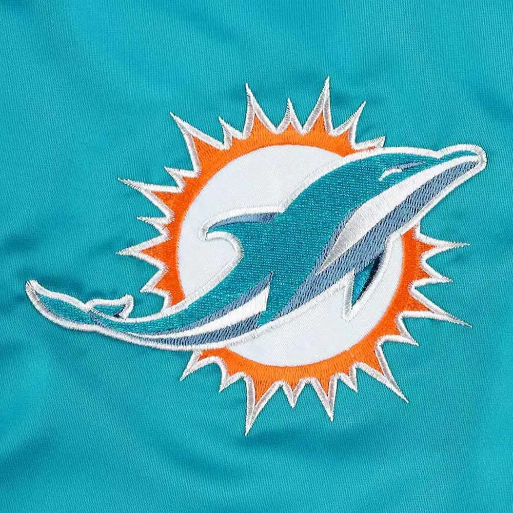Aqua Miami Dolphins Pick and Roll Satin Jacket - detail view