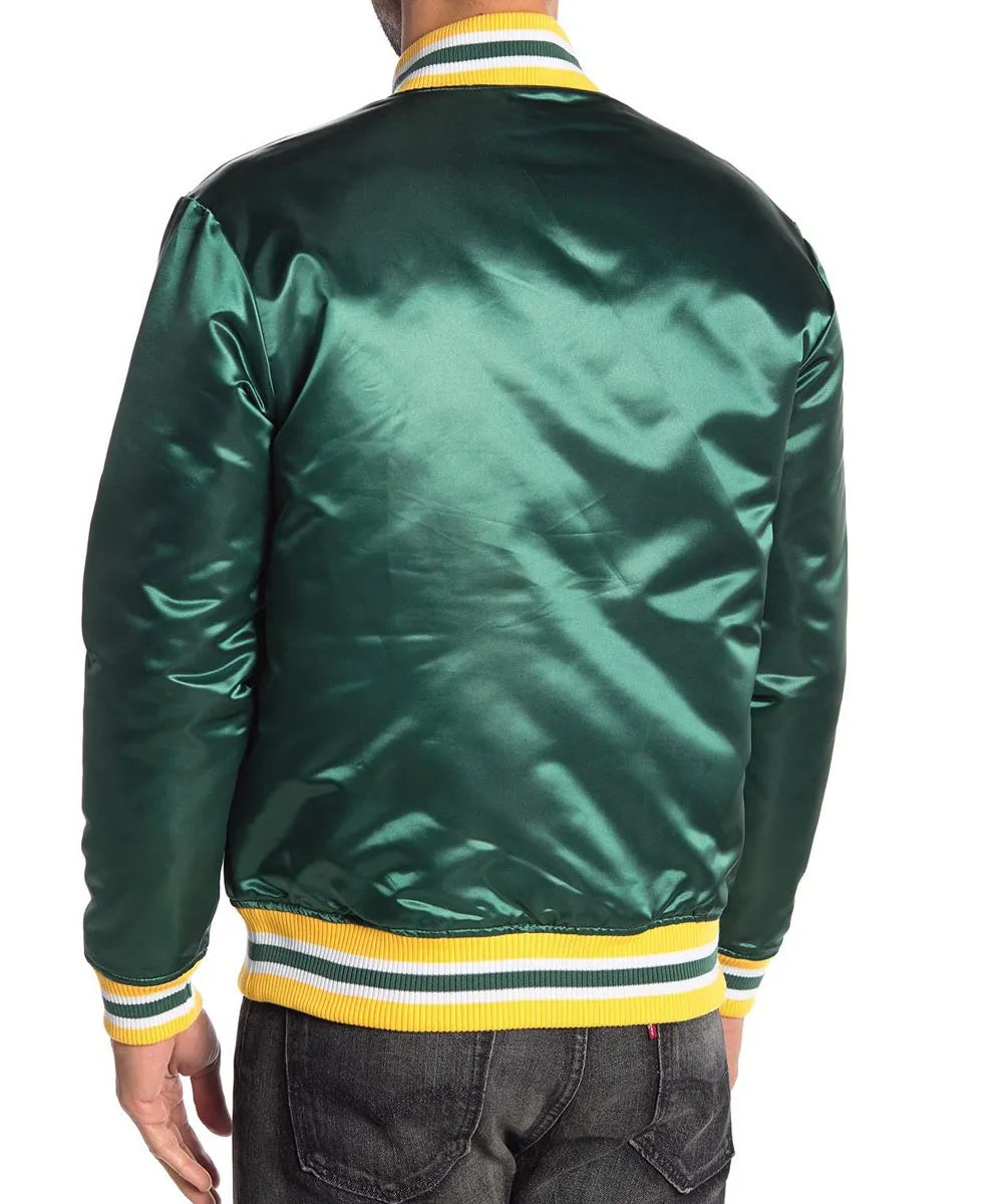 Green Bay Packers Satin Green Jacket - back view