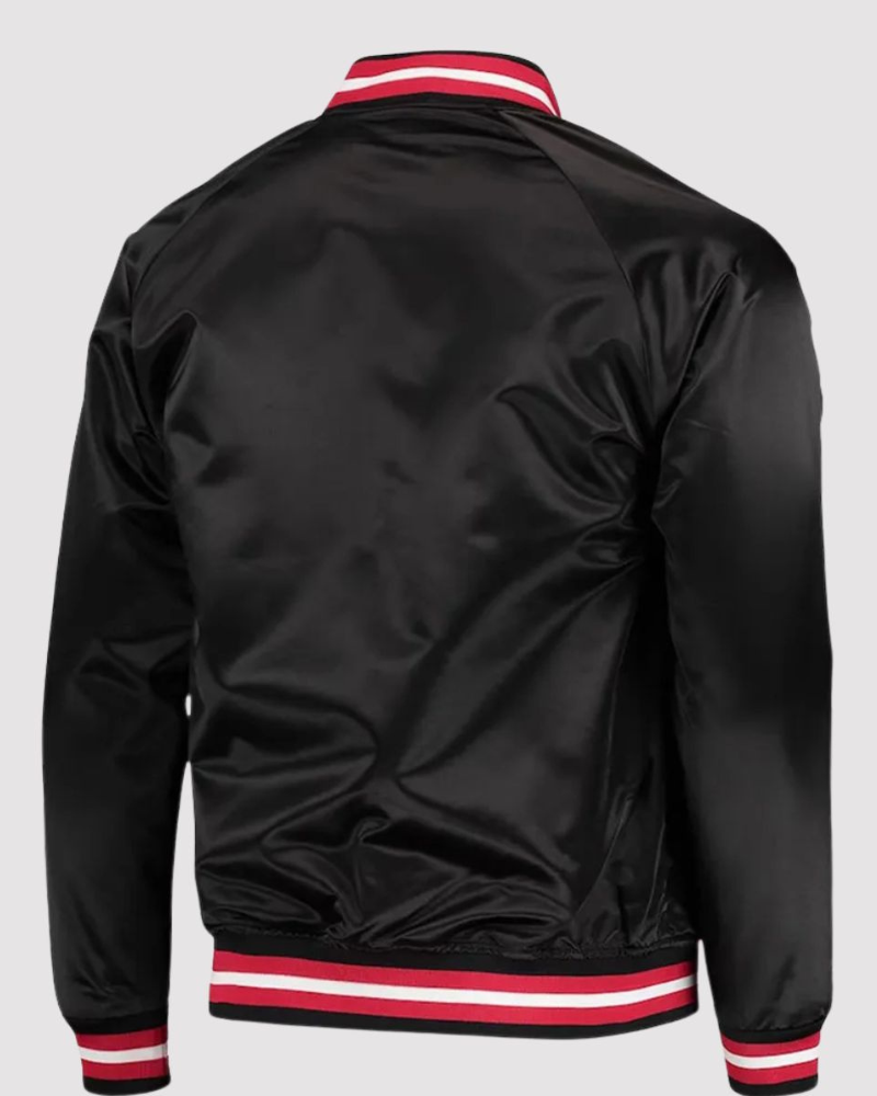 Black Portland Trail Blazers Throwback Wordmark Jacket - back view