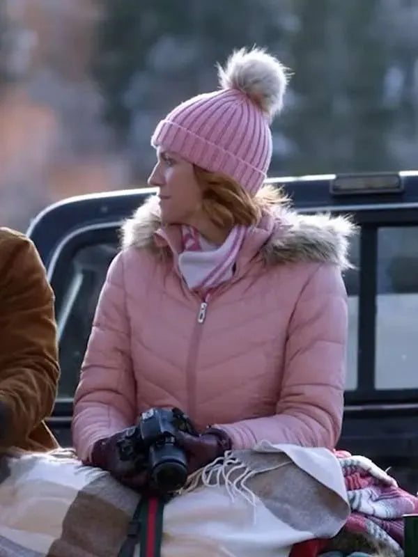 Brittany Snow Christmas with the Campbells Pink Puffer Jacket