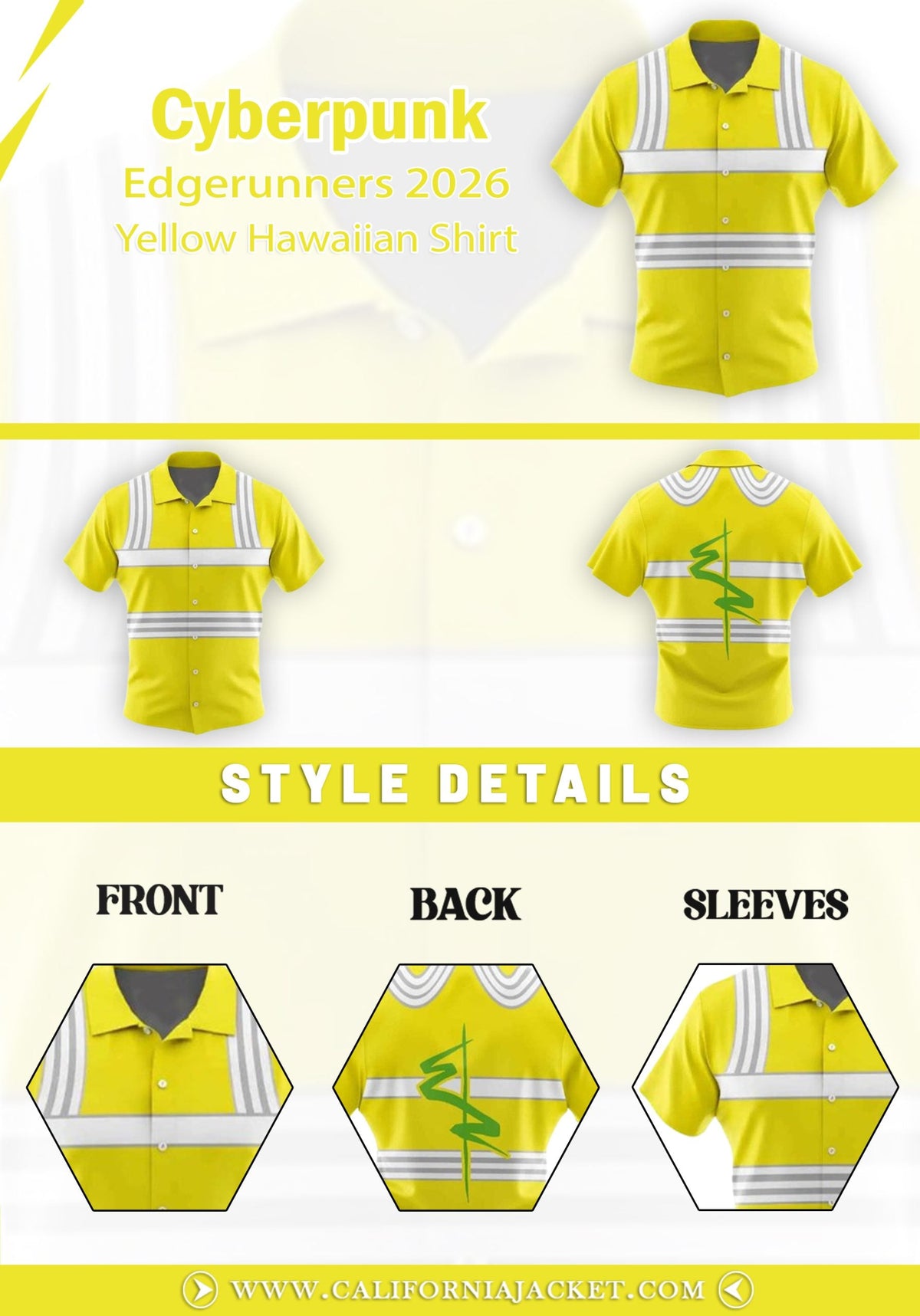 Cyberpunk Edgerunners 2026 Yellow Hawaiian Shirt - view 3