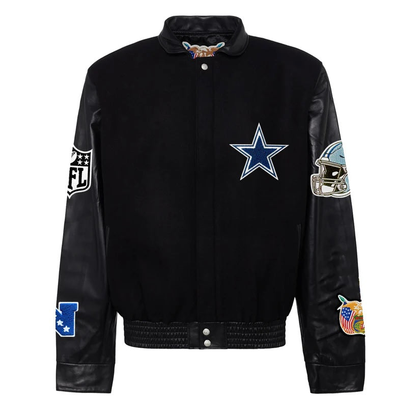 Dallas Cowboys Jeff Hamilton Wool And Leather Varsity Jacket - back view