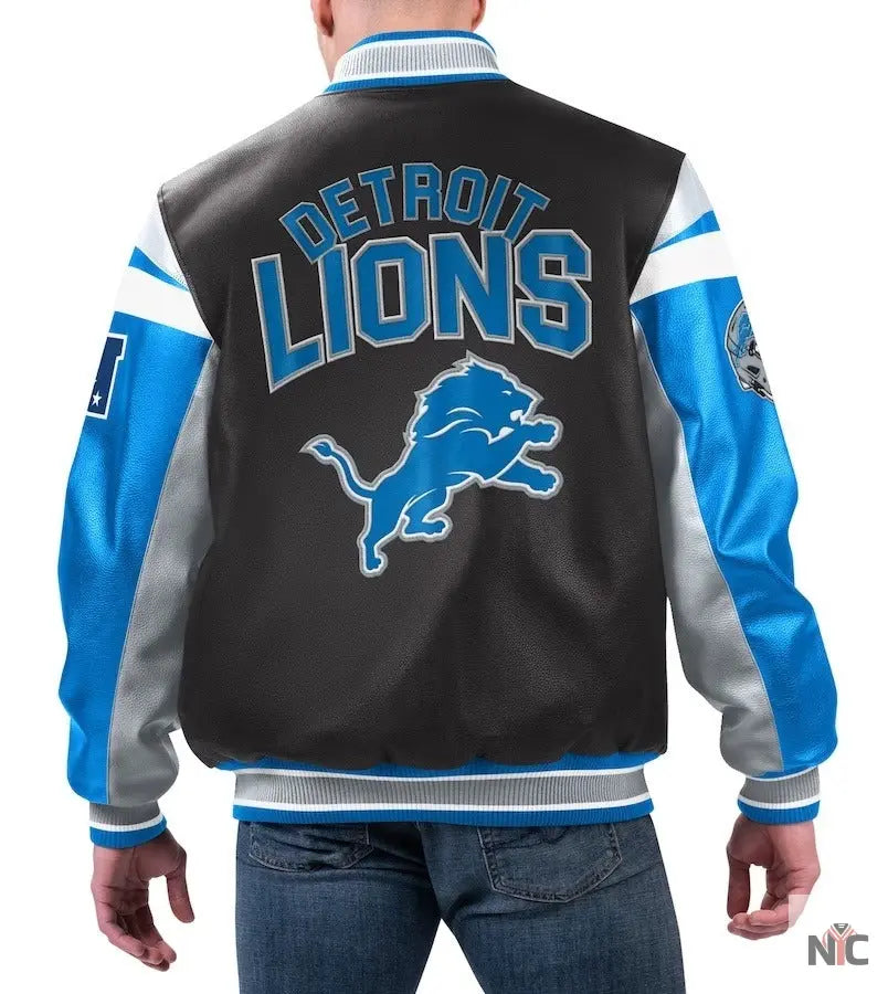 Detroit Lions Full-zip Leather Jacket Clanton Jacket