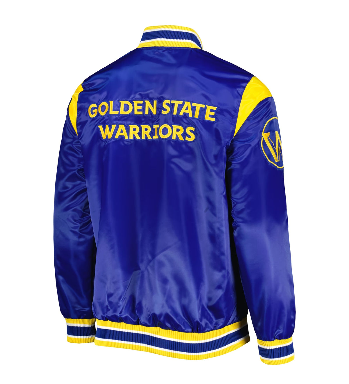 Golden State Warriors Force Play Satin Varsity Jacket - back view