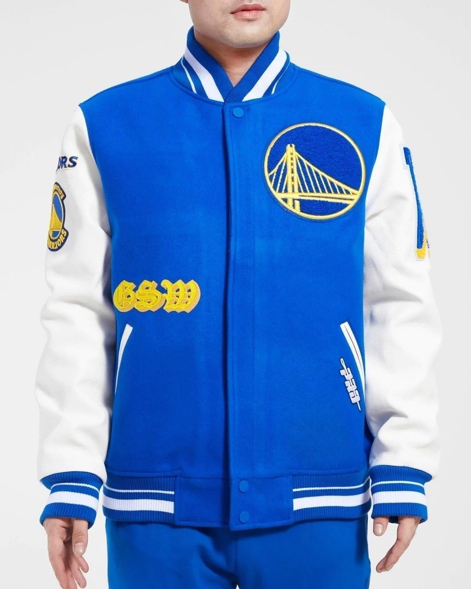 Golden State Warriors Old English Wool Varsity Jacket - alternate view