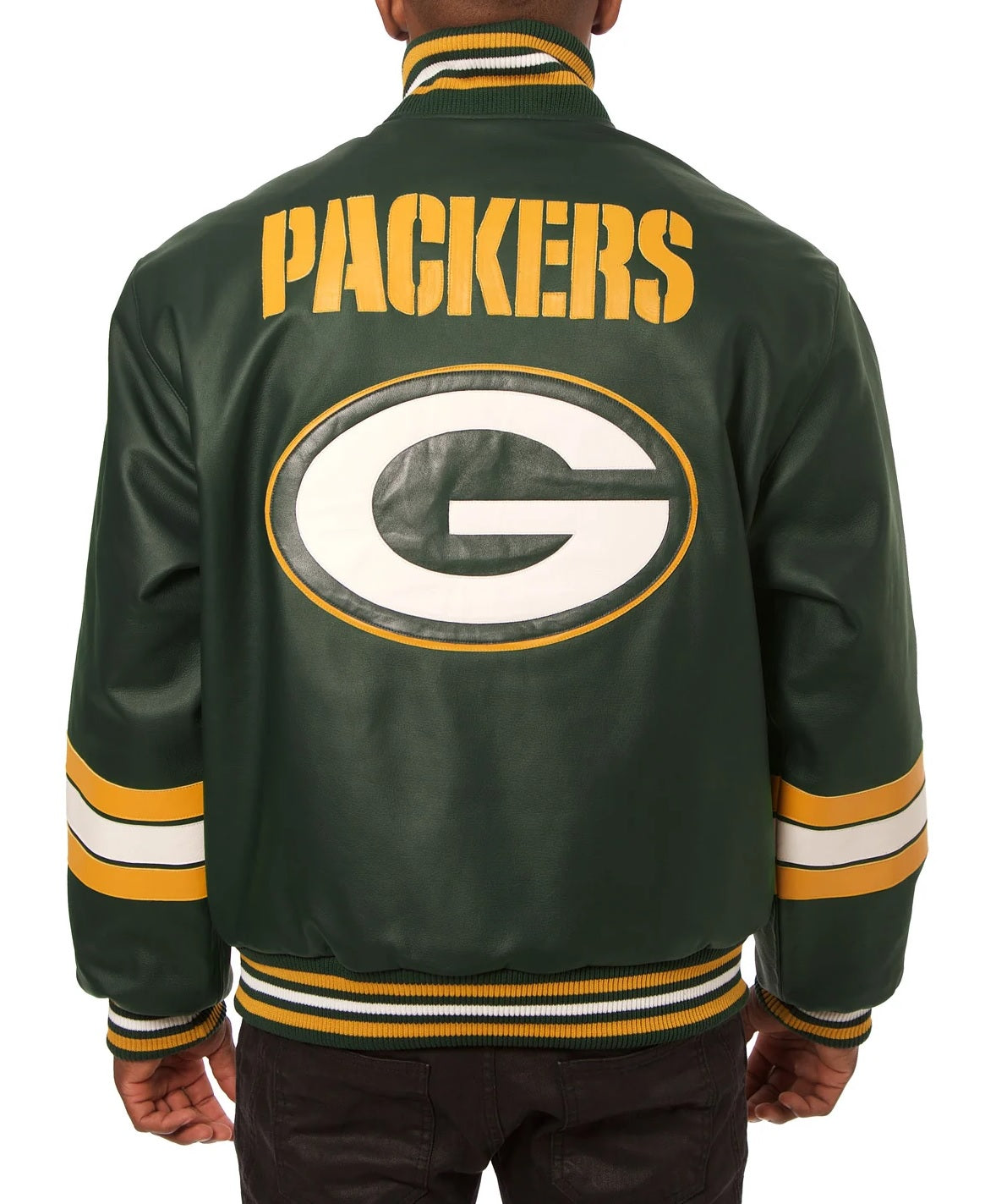Green Bay Packers Leather Jacket - back view