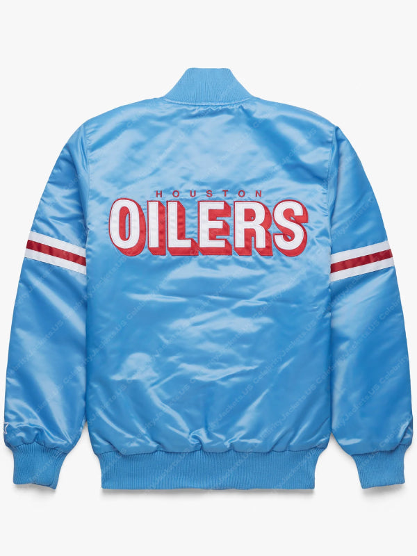 Houston Oilers Satin Varsity Jacket - back view