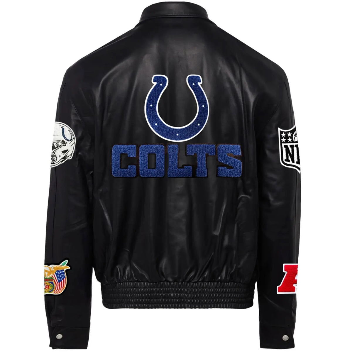 Indianapolis Colts Jeff Hamilton Leather Varsity Jacket - side view