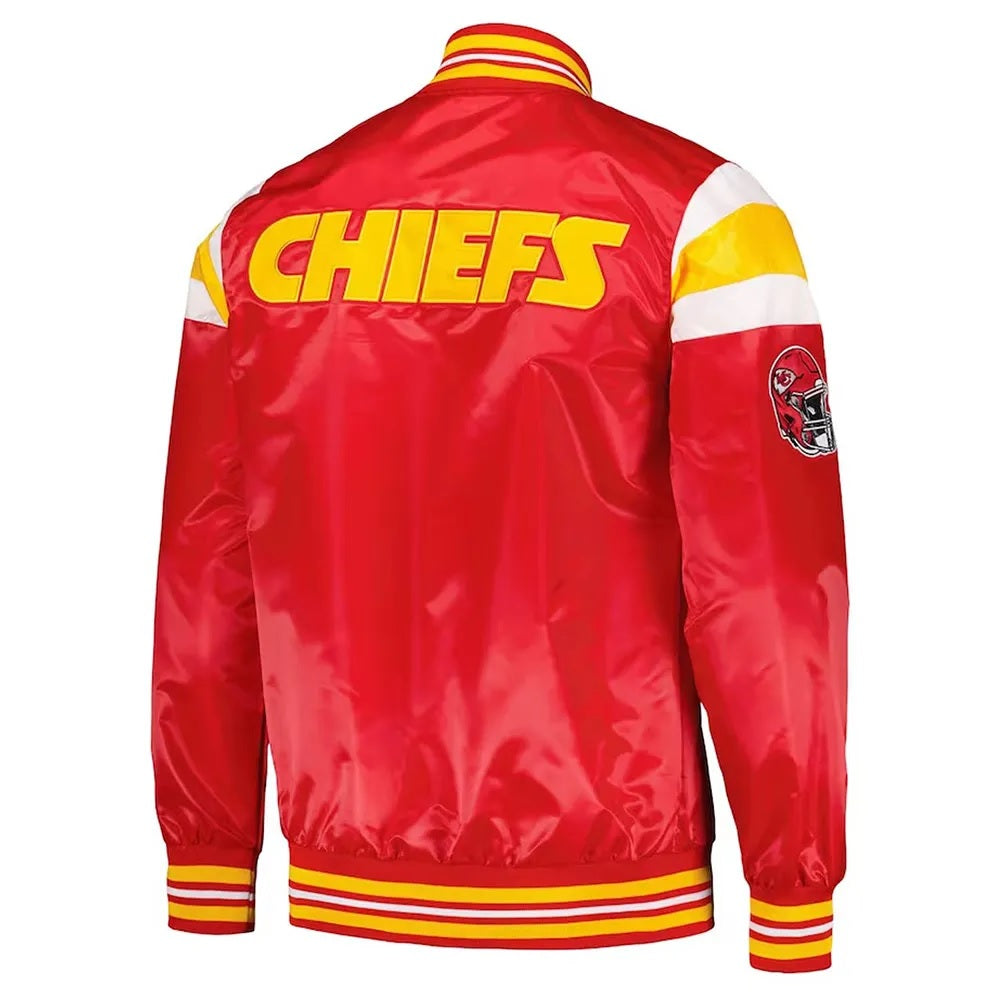 Kansas City Chiefs Red and Gold Varsity Satin Jacket - side view