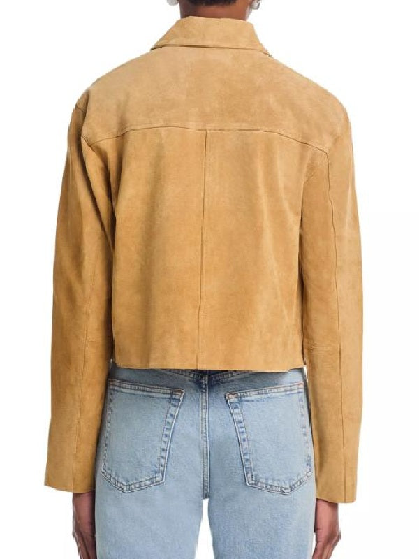 Kristen Johnston Laenne S2 Tan Suede Cropped Jacket
