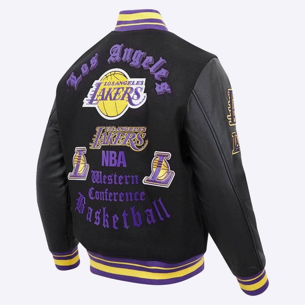 Los Angeles Lakers Old English Wool Varsity Jacket - back view