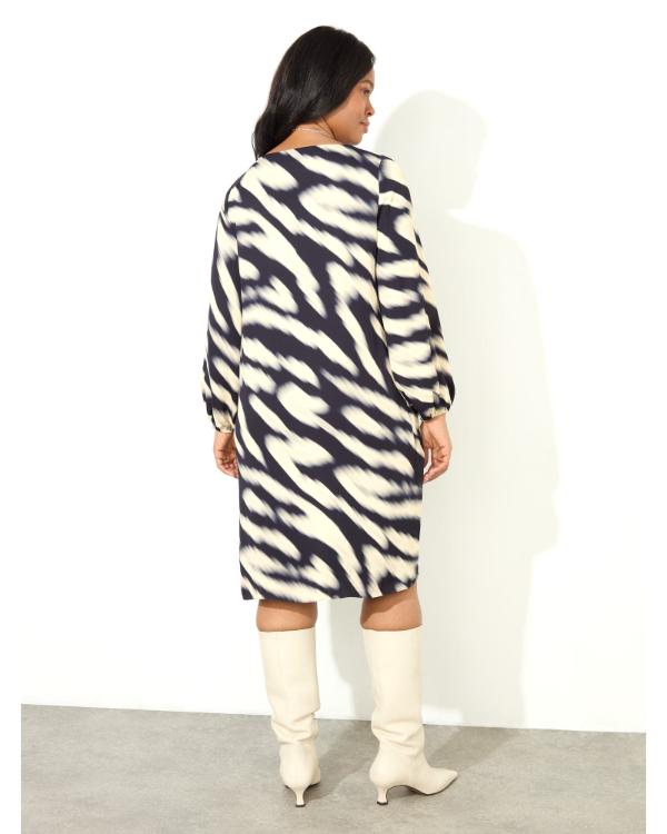Katie Williams Marble Hall Murders Black & White Animal Print Dress - side view