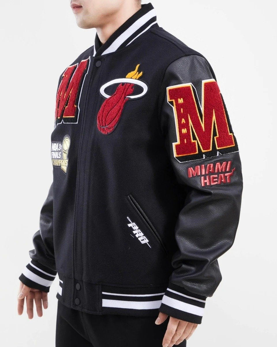 Miami Heat Mash Up Wool Varsity Jacket - detail view