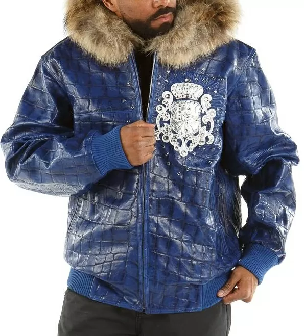 Pelle Pelle Crest Blue Leather Jacket - back view