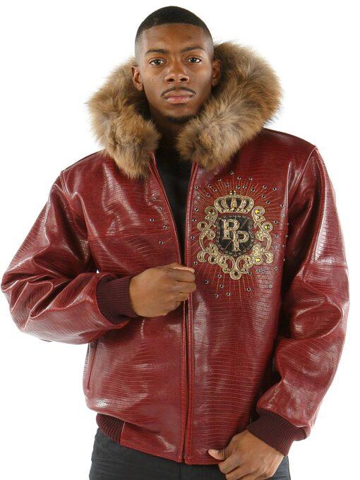 Pelle Pelle Crest Maroon Leather Jacket - back view