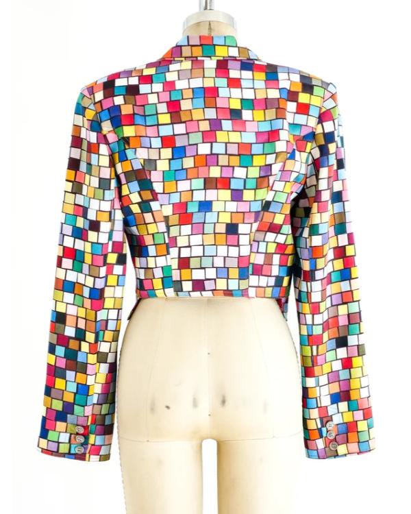 Kim Fields Living Single Season 3 Multicolor Mosaic Cropped Jacket - back view