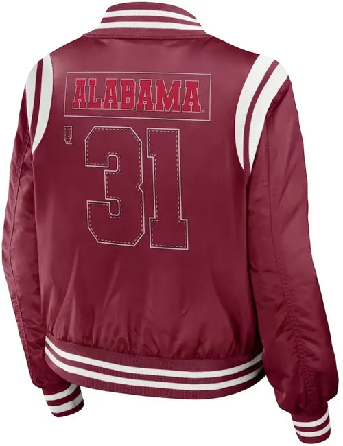 Alabama Crimson Full-Zip Bomber Jacket - back view