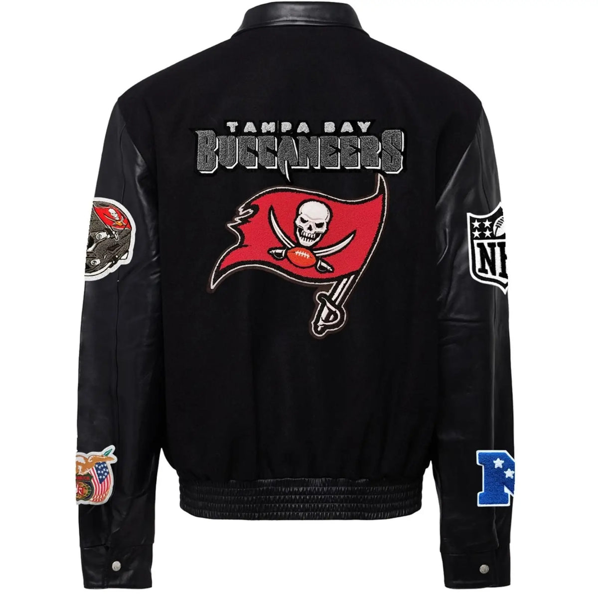 Tampa Bay Buccaneers Jeff Hamilton Wool and Leather Jacket - back view