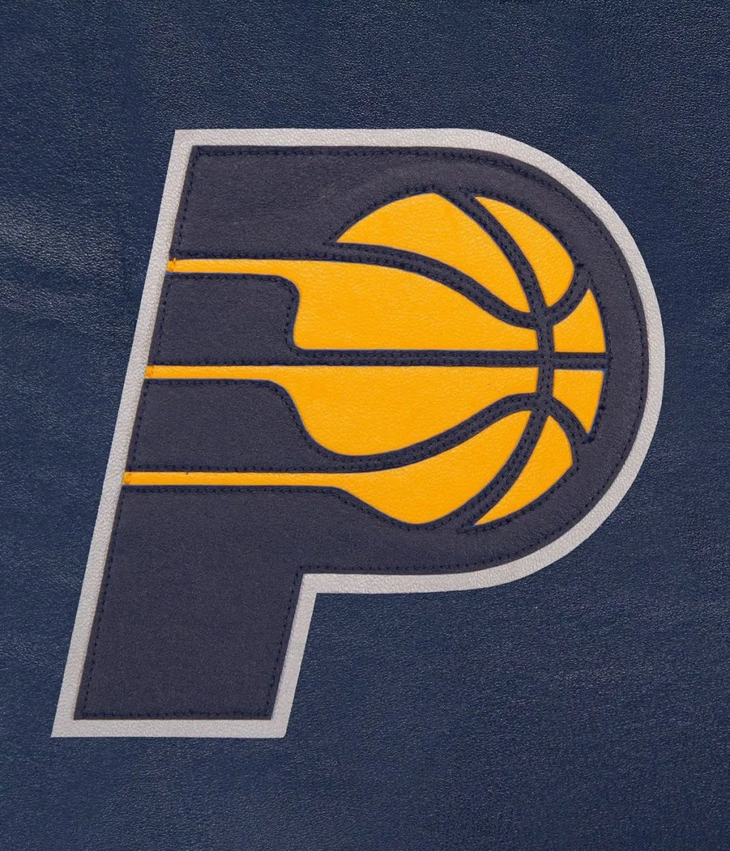 Varsity Indiana Pacers Navy Blue Leather Jacket