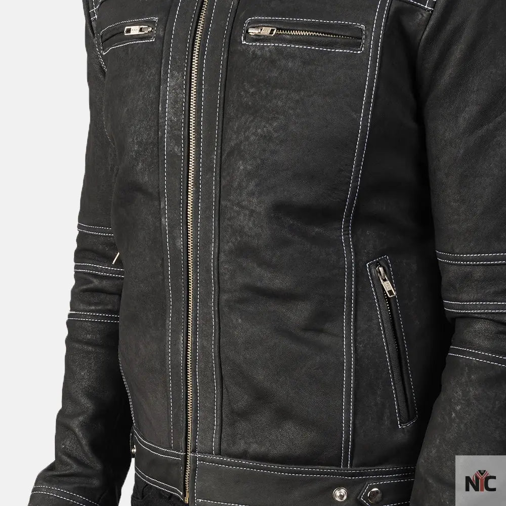 Youngster Distressed Black Leather Jacket Clanton Jacket