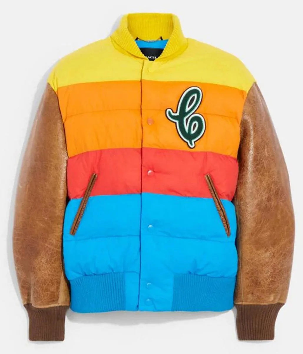 Hybrid Coach Puffer Letterman Jacket - side view