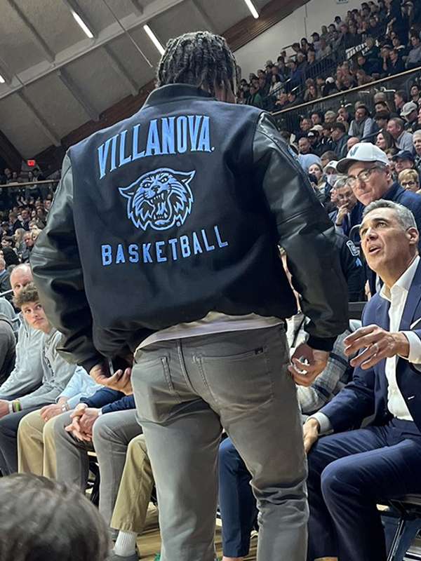 Jalen Brunson Villanova Black Varsity Jacket - side view