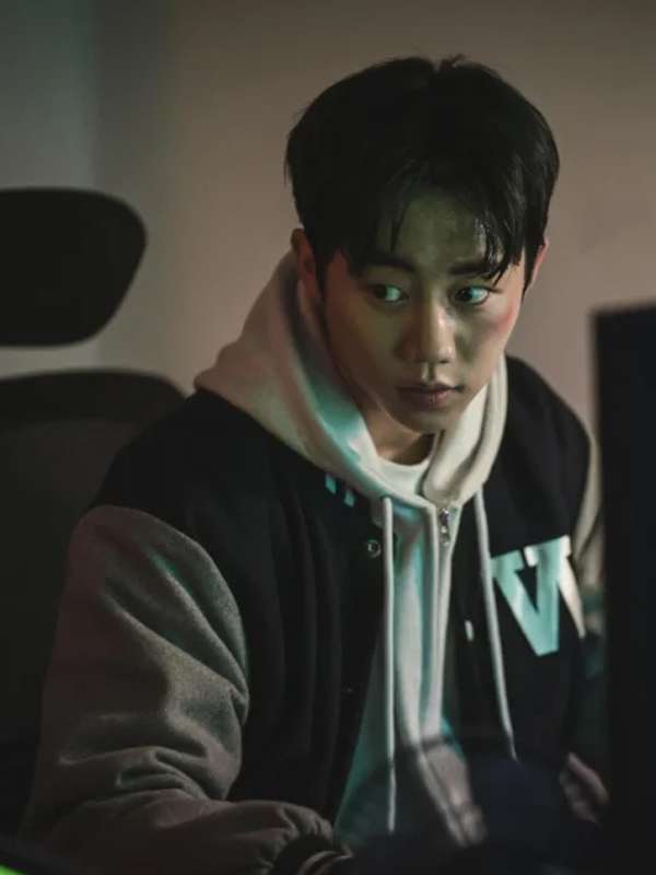 Bae Jeong Min a Shop for Killers Varsity Jacket - back view