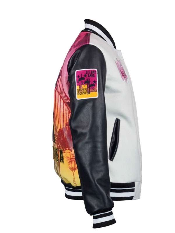 Womens San Francisco Bay Super Bowl LX Varsity Jacket - detail view