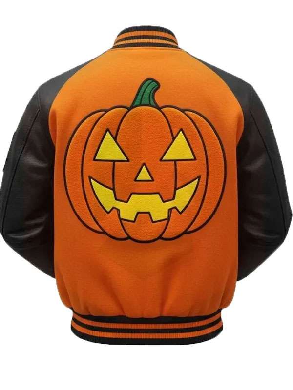 Pumpkin Crew Varsity Jacket - back view