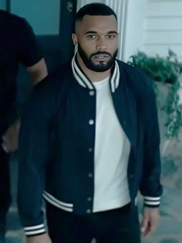 Tyler Perrys Duplicity Tyler Lepley Black Varsity Jacket - side view
