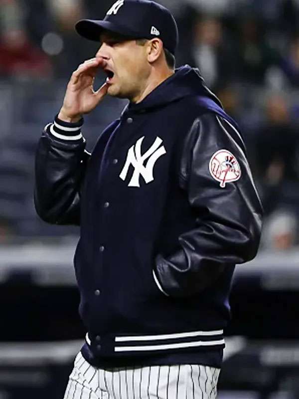 Aaron Boone NY Yankees Varsity Jacket - detail view