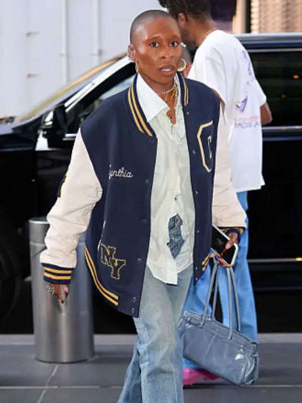 Cynthia Erivo NYC 2025 Varsity Jacket - side view
