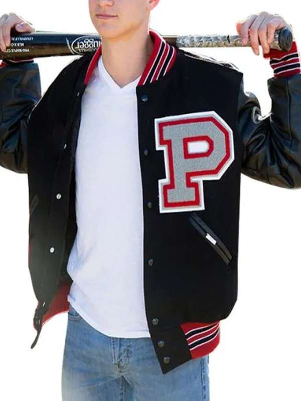 Men Baseball Black Varsity Leather Jacket
