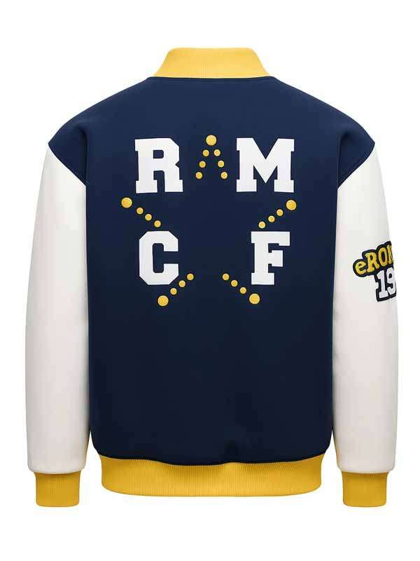 Real Madrid Blue Varsity Jacket - side view