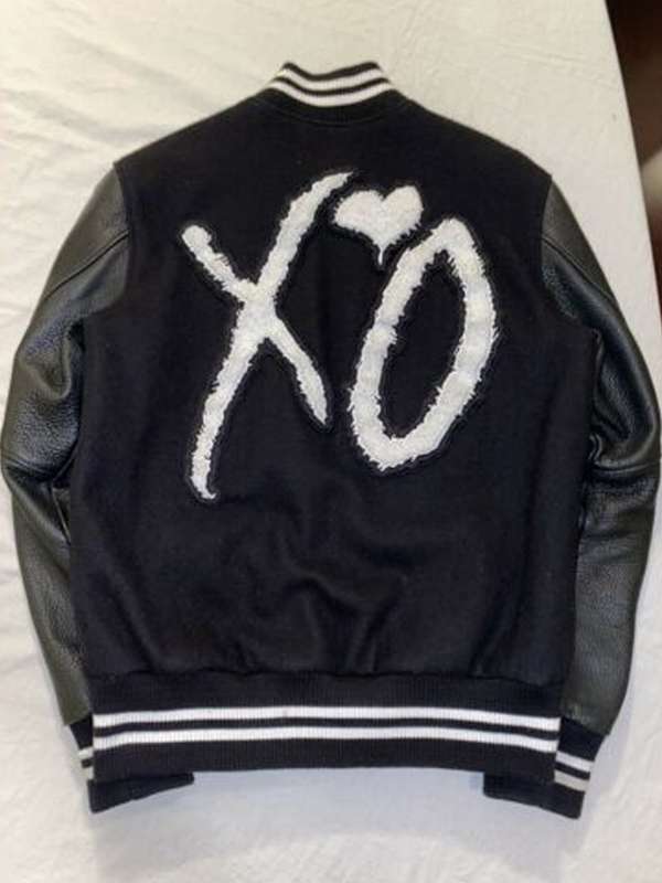 The Weeknd Canadian Singer Black Varsity Jacket - back view