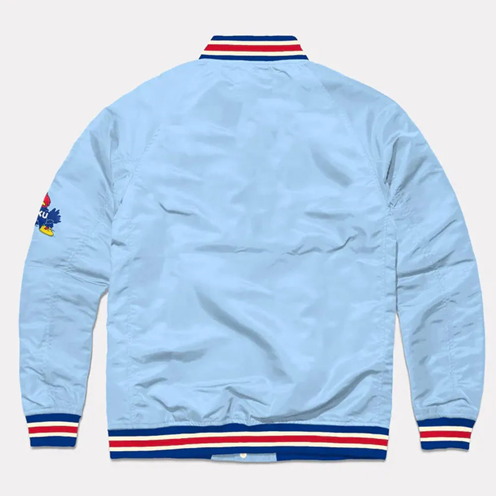 Script Kansas Jayhawks Light Blue Jacket - back view