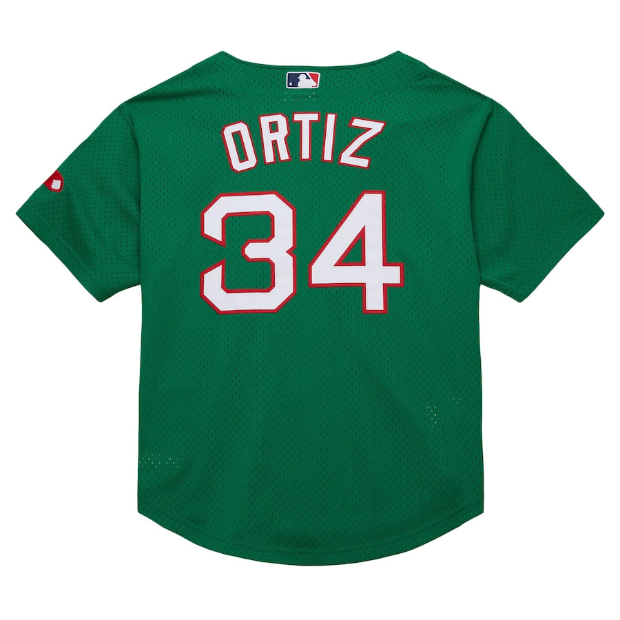 Youth Boston Red Sox David Ortiz Mitchell & Ness Green Cooperstown Collection Mesh Batting Practice Jersey Kansas Jacket