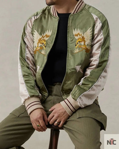 1950s Reversible Acetate Souvenir Jacket – Falcon × Tiger Clanton Jacket