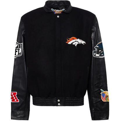 Denver Broncos Jeff Hamilton Wool and Leather Varsity Jacket