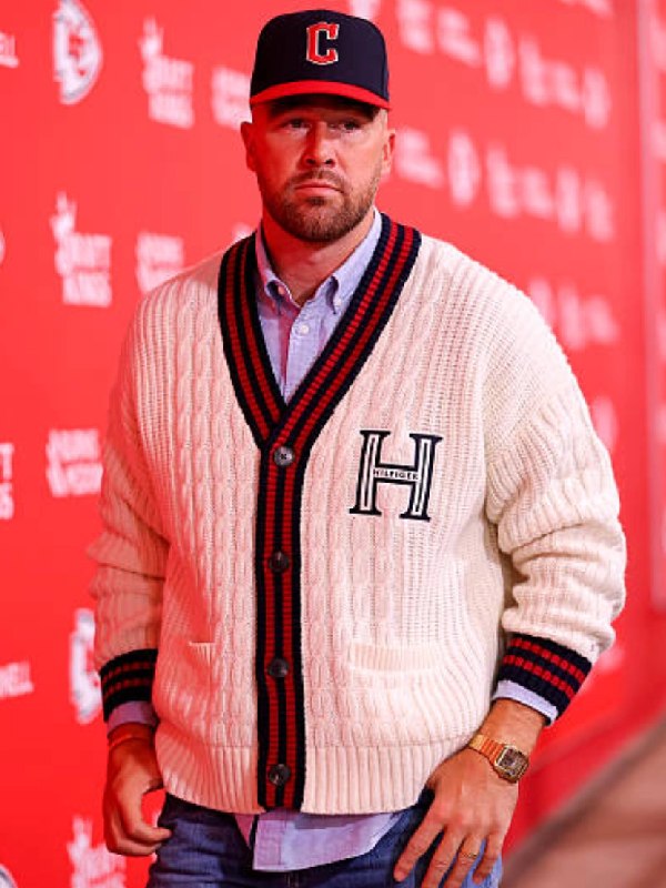 Travis Kelce V-Neck Cable-Knit Cardigan