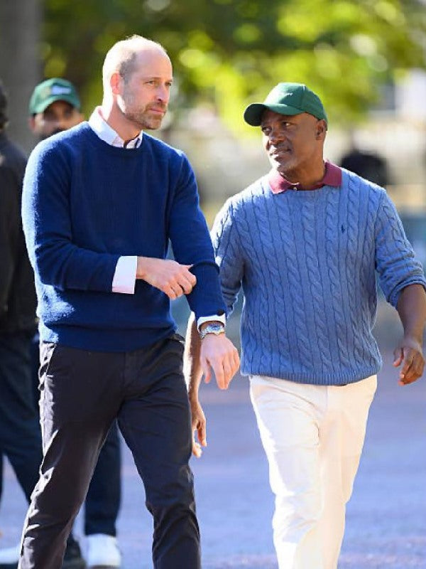 Prince William Blue Crew Neck Sweater - side view