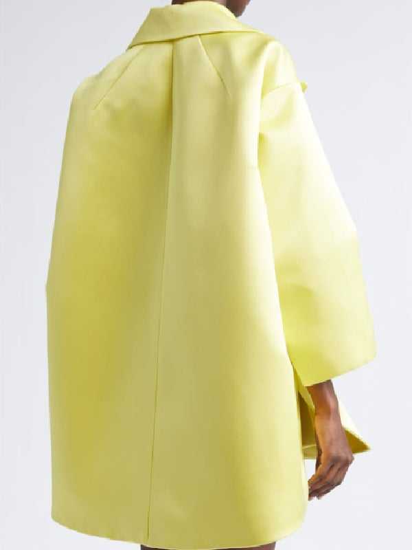 Kris Jenner The Kardashians Season 8 Yellow Satin Wrap Coat - back view