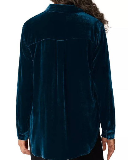 The View Joy Behar Blue Velvet Blouse