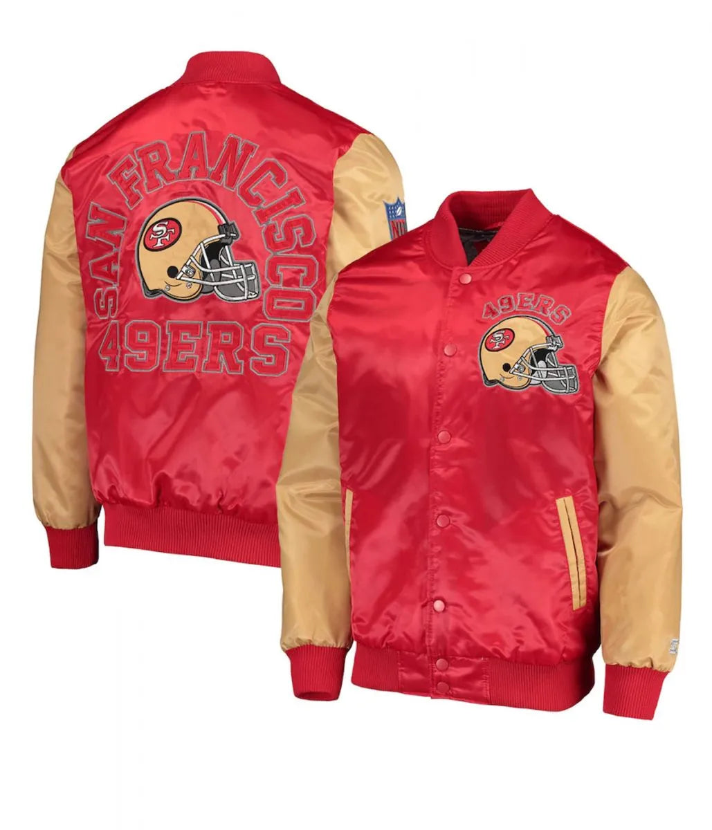San Francisco 49ers Satin Red and Gold Jacket - side view