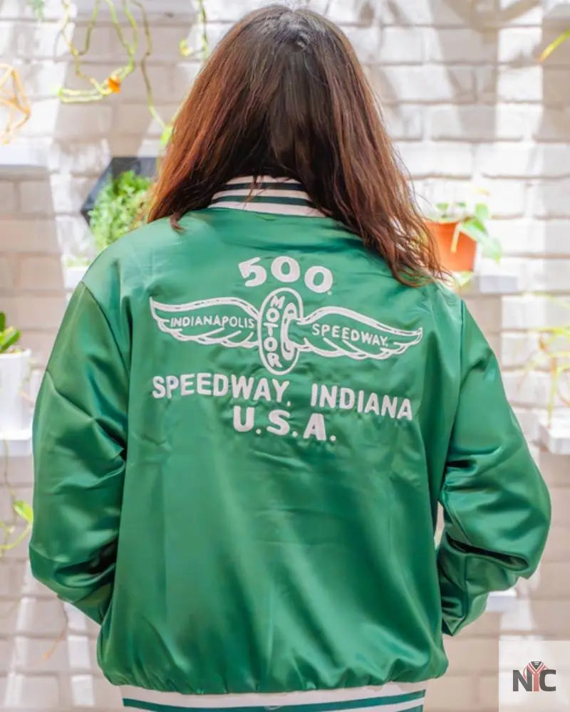 500 Speedway Green Bomber Jacket Clanton Jacket