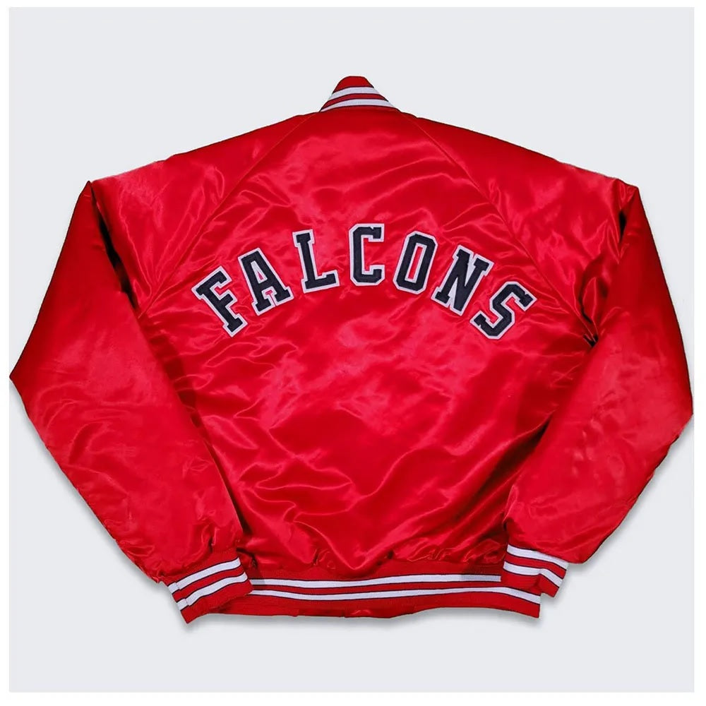 80s Atlanta Falcons Bomber Satin Jacket - back view