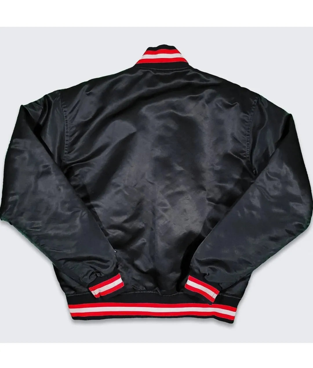 80s Chicago Bulls Black Bomber Jacket - back view