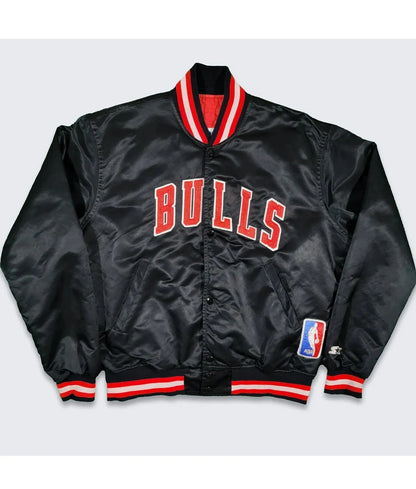 80s Chicago Bulls Black Bomber Jacket